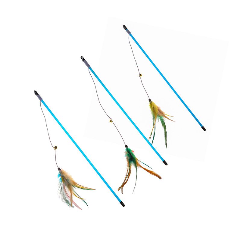 Blue Fishing Rod Feather Teaser Wand 2021 New Cat Toy_voghion.com