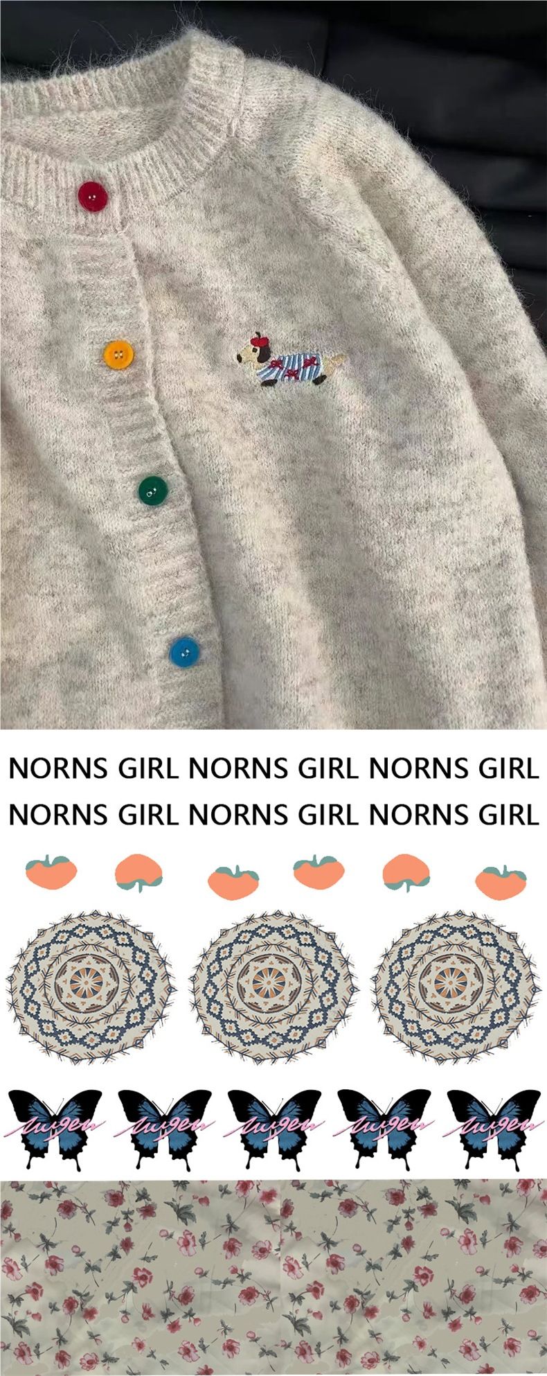 Mädchen-Strickjacke in Bonbonfarben für Frühling und Herbst mit Welpenstickerei, weicher, kuscheliger Mantel, süß und vielseitig_voghion.com