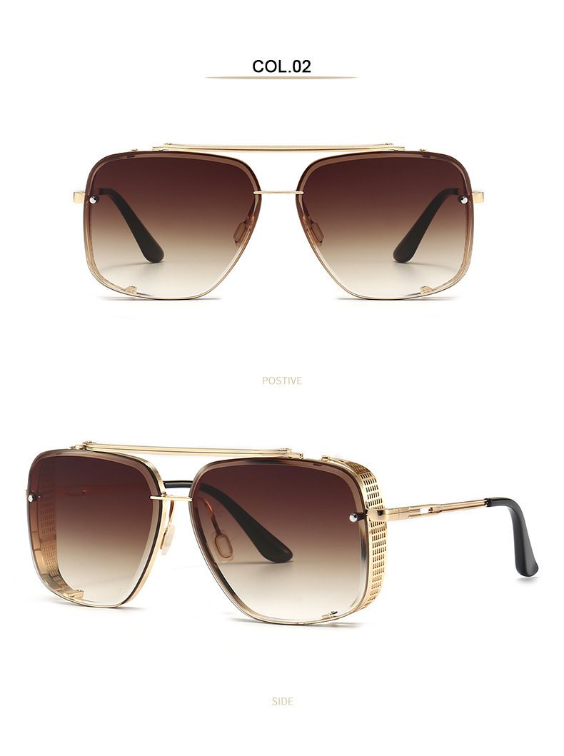 ActiveGo ActiveGo Personalized European And American New Style Double Bridge Metal Cut Edge INS Face Slimming Square Frame Trendy Unisex_voghion.com