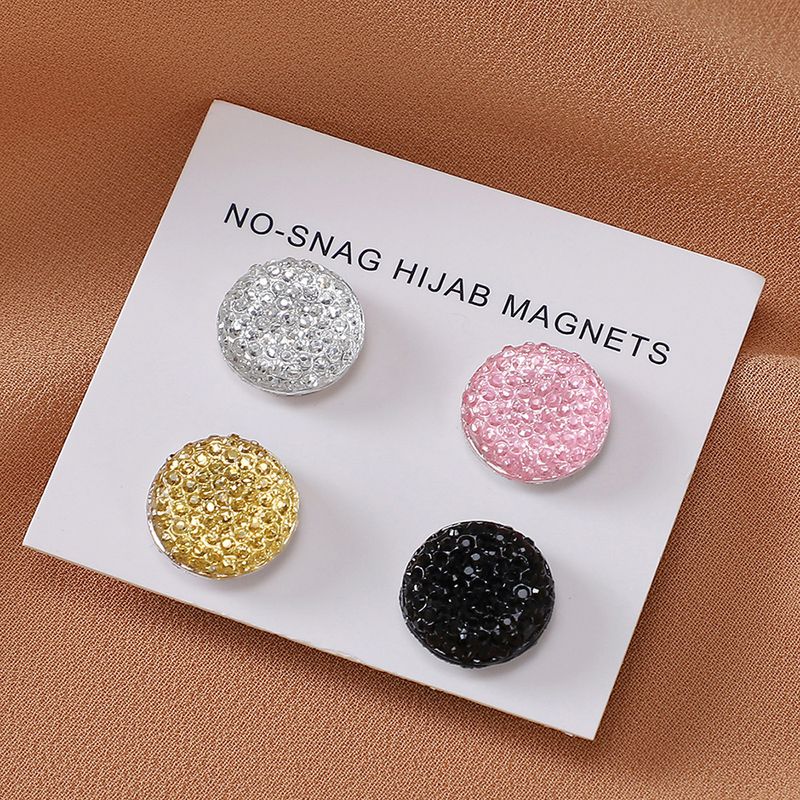 Elegant Resin Magnetic Hijab Pin With Rhinestones - Secure & Stylish Headscarf Accessory For Women (Set Of 2)_voghion.com