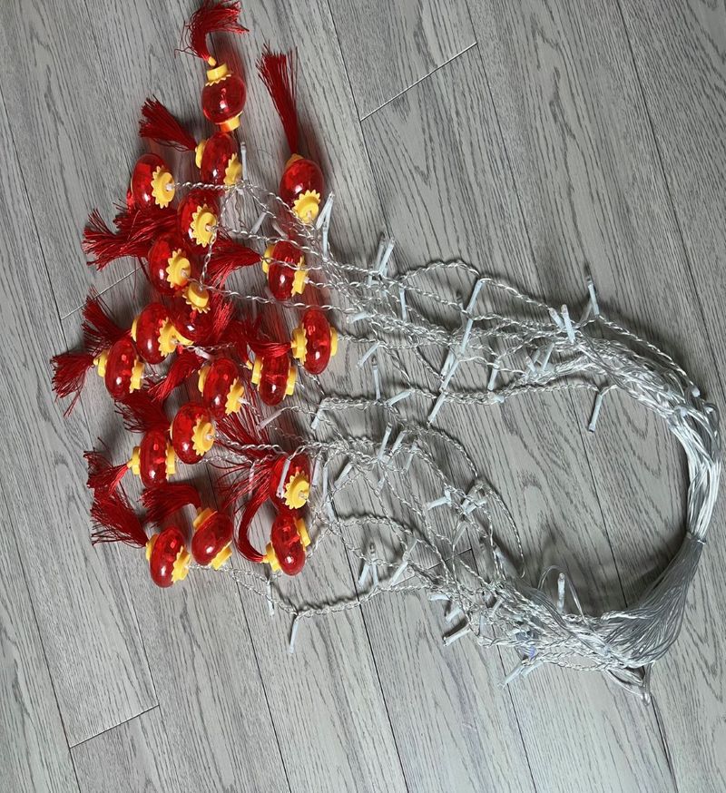 Solar Powered Outdoor Ice String Lights - Waterproof Chinese New Year Lantern Decor With Red Lucky Character For Holiday & Garden Party Lighting_voghion.com