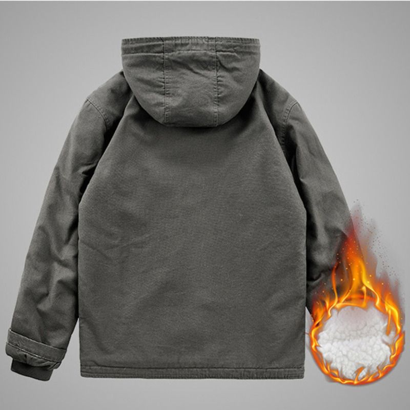Giacca con fodera in pile, cappotto casual spesso, giacca calda in cotone da uomo versatile e alla moda, top invernale, Trey_voghion.com