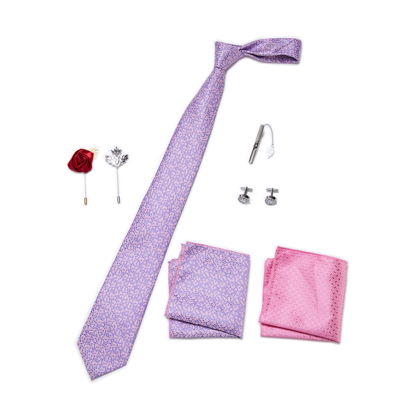 Men's Ties & Handkerchiefs fashionable business solid color flower tie square scarf 8-piece combination set_voghion.com