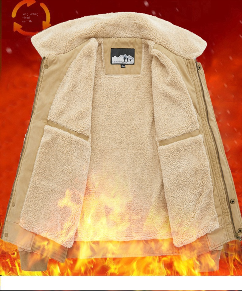 Giacca da uomo in cotone con lana di agnello, giacca invernale foderata in pile, vestibilità ampia, taglie forti, mezza età, calda, casual, anziani_voghion.com