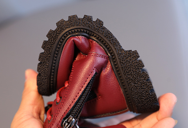 Scarpe per bambini Autunno e inverno Stivali Martin in velluto Scarpe piccole e calde in pelle Stivali corti grandi in cotone per ragazze_voghion.com