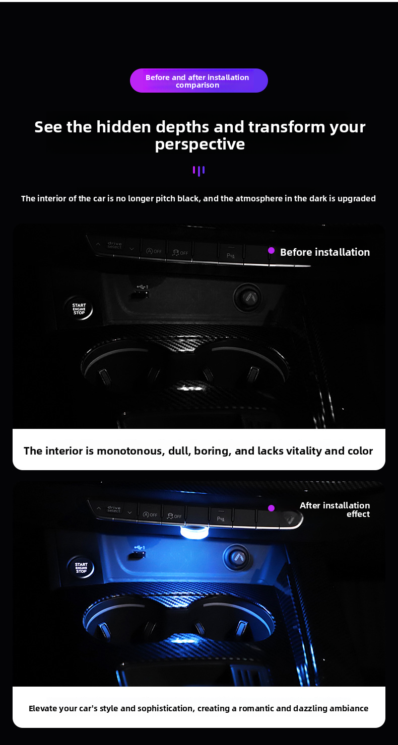 Décoration de toit de voiture, éclairage d'ambiance à LED avec capteur sans fil pour porte_voghion.com
