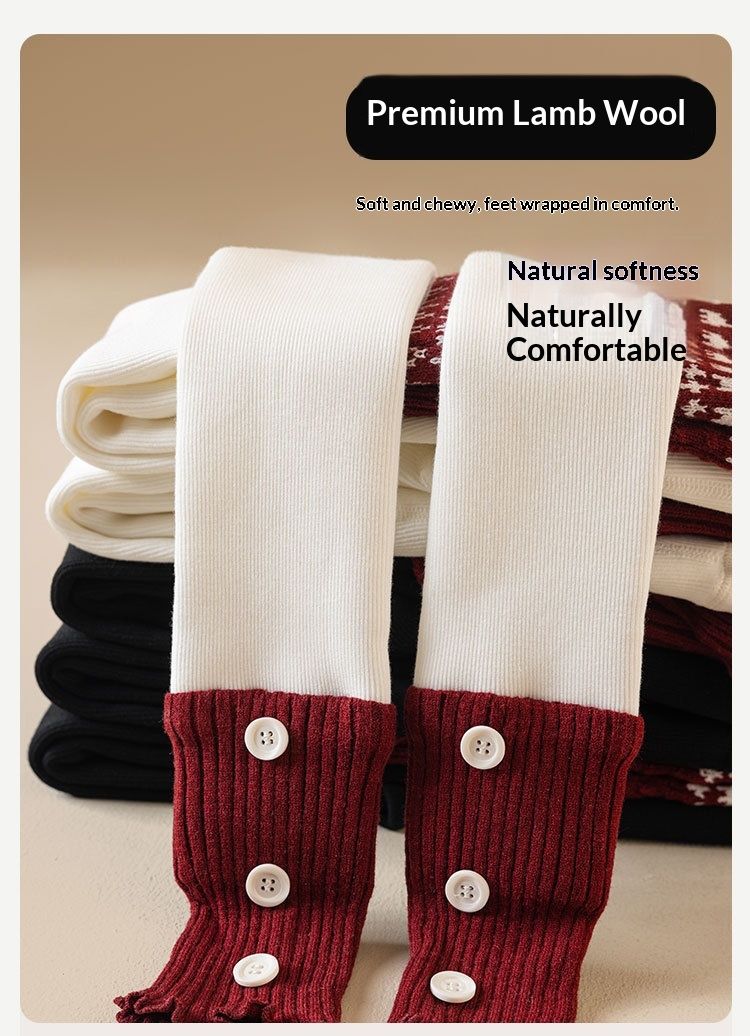 Voyage Fleece-Lined Thickened Leggings Autumn Winter Children's Patchwork Socks Dance Tights Baby Girls' Warm Pants_voghion.com