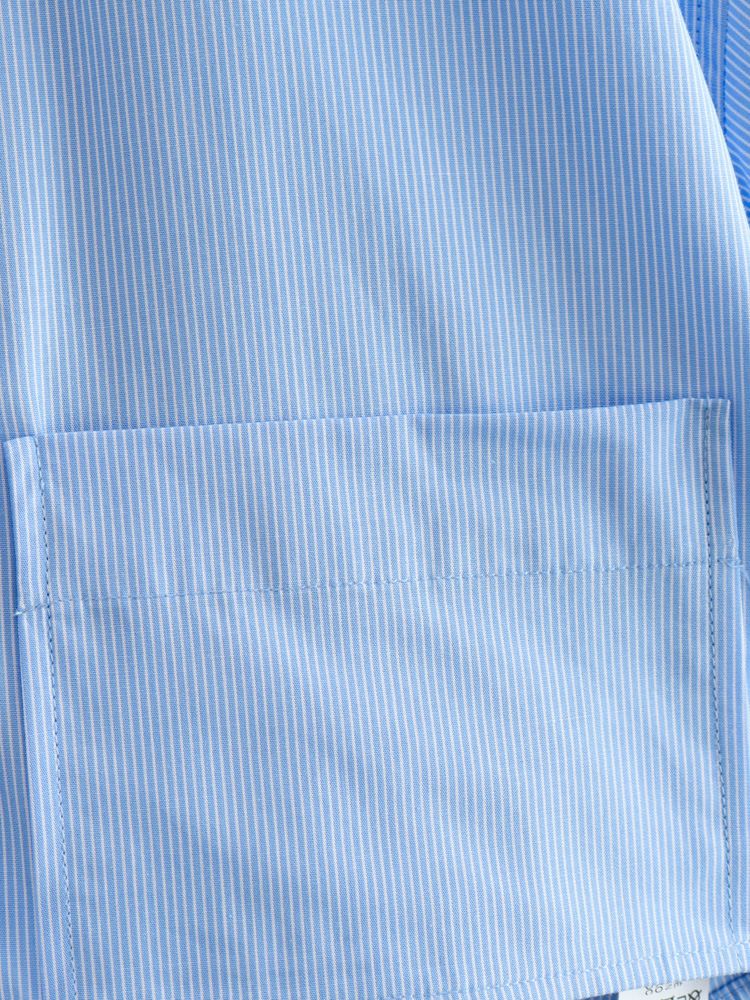 Camicia estiva in popeline con decorazione a tasca corta e larga in stile europeo e americano_voghion.com