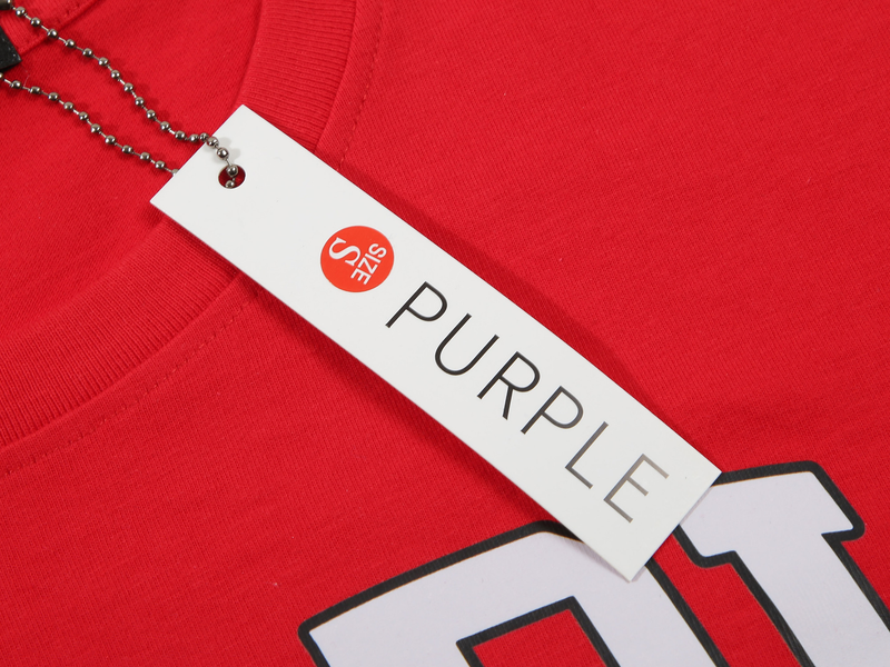 Herenkleding Lente en zomer grote rode letters Paars bedrukt basic heren- en dames T-shirt met korte mouwen ee_voghion.com
