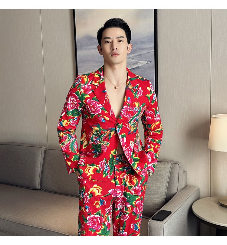 2024 Wiosna Jesień Nowa męska moda i wypoczynek Northeast Big Flower Suit Top Coat_voghion.com