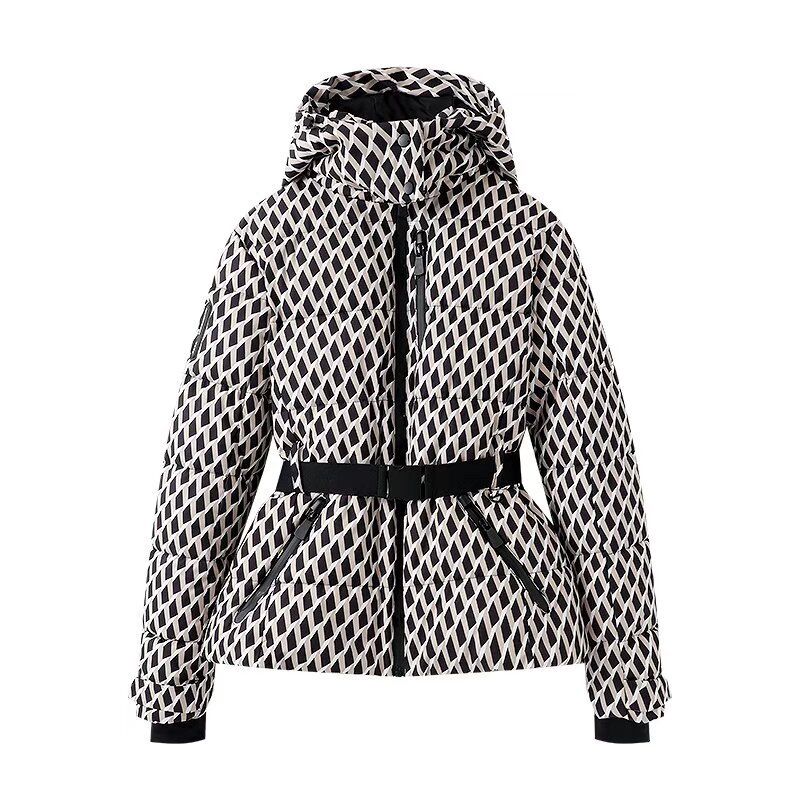 Damenbekleidung Herbst und Winter Neue Damen Ski Series Taille Kapuzen Baumwolljacke_voghion.com