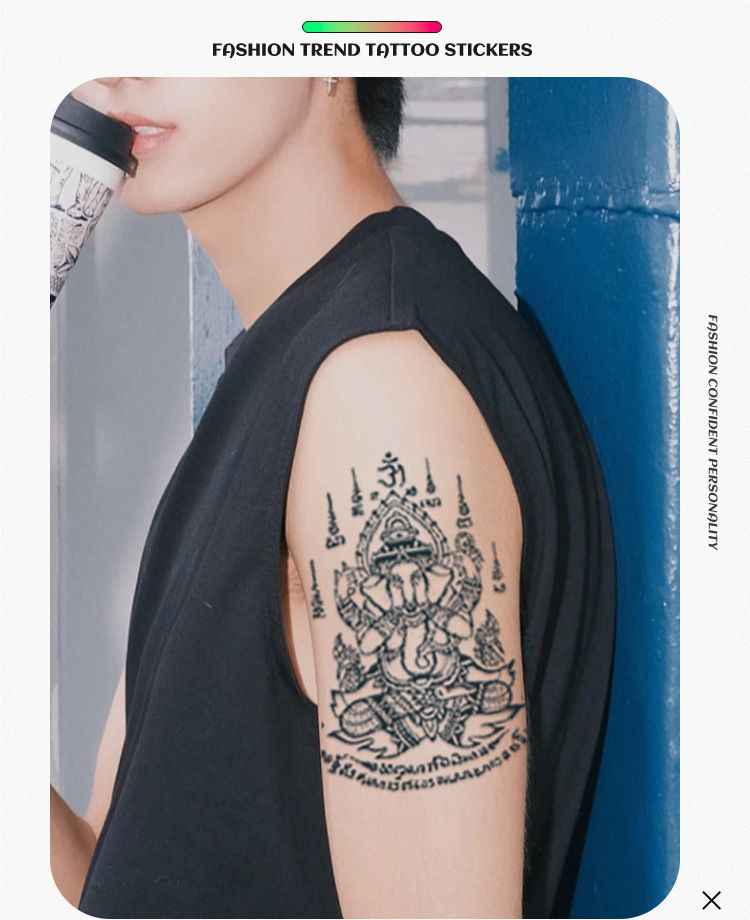 Sanskrit & Tibetan Temporary Tattoo Stickers – Waterproof Fake Tattoos For Arms & Belly, Realistic Semi-Permanent Design, Luxury Boho Style_voghion.com