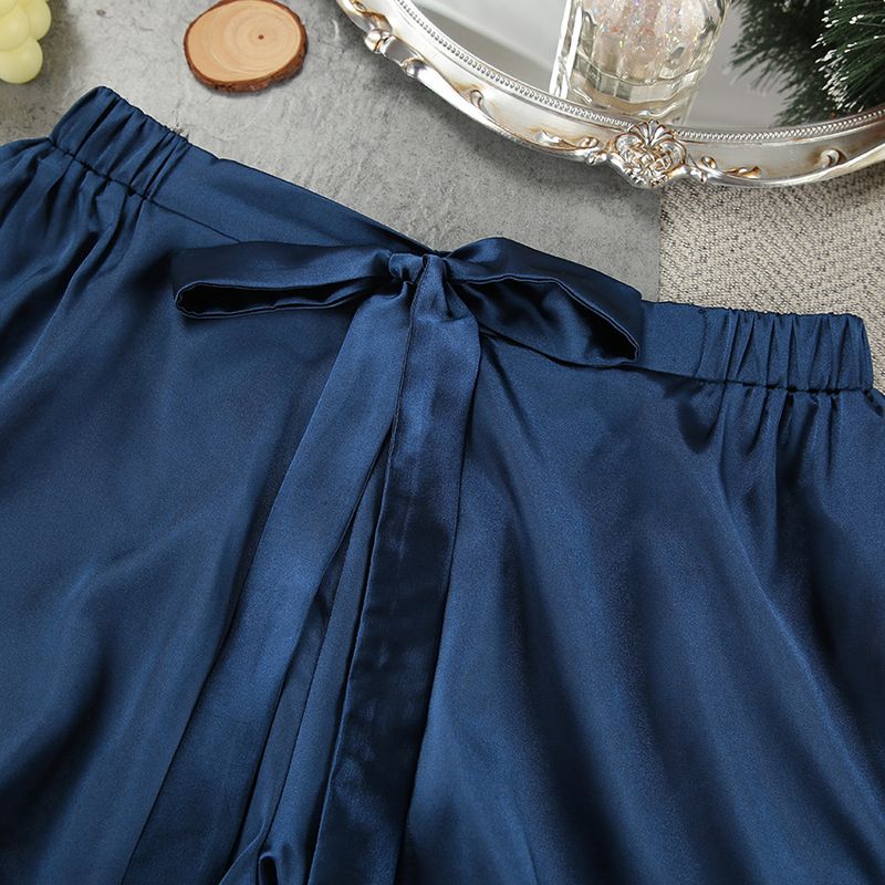 Women's Sleepwears New Underwear Shorts Nightgown Three Piece Set Silk Home Clothes Spring Satin Feather Pajamas_voghion.com