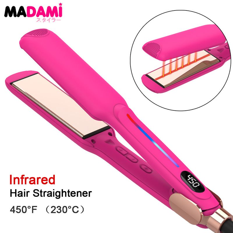 Piastra per capelli professionale a infrarossi con piastre in ceramica tormalina - Piastra da 1,5 pollici per uso in salone e a casa, temperatura regolabile_voghion.com