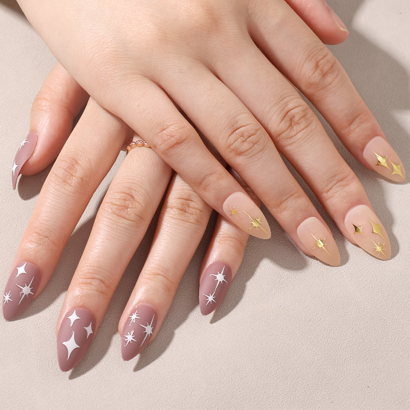 Schwarzer 3D-Sier- und weißer Stern-Nagelaufkleber, Sonnenstern, selbstklebender Nagelkunst-Slider-Aufkleber, Folie, DIY, handgefertigter Nagel_voghion.com