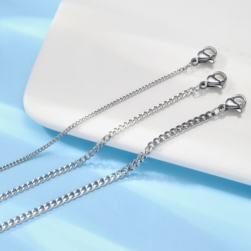 Europäisches und amerikanisches Hip-Hop-Stapelarmband aus Edelstahl mit flacher Kette für Männer und Frauen, süß und cool, rostfrei, kubanisches Kettenarmband_voghion.com