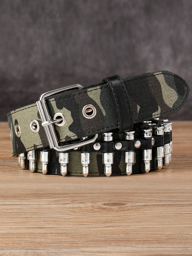 Neuer grenzüberschreitender Bullet-Gürtel aus Europa und Amerika, Nietengürtel im Punk-Stil für Herren, vielseitiger und individueller Dekorationsgürtel, Camouflage-Outdoor-Gürtel_voghion.com