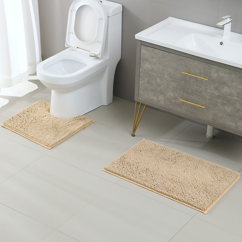 Heißverkaufte Chenille-Bodenmatte, lange Wolle, Badezimmer-Bodenmatte, saugfähiger Badezimmerteppich_voghion.com