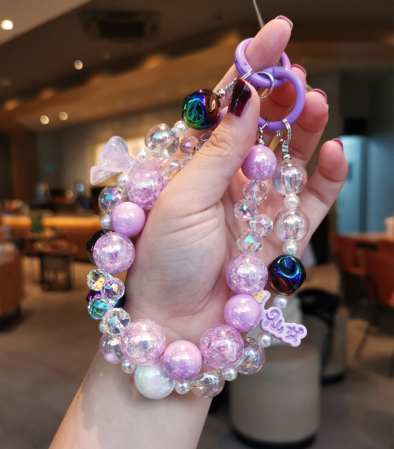 Mobiltelefon nyakpánt nőknek tündér kristály csukló repedés gyöngy dupla lánc átlátszó gyöngy nyakpánt klip stílus anti veszteség_voghion.com