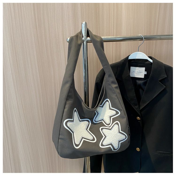 Star Pattern Women's Trendy One Shoulder Underarm Bag With Large Capacity And Versatile Student Commuting Tote Bag_voghion.com