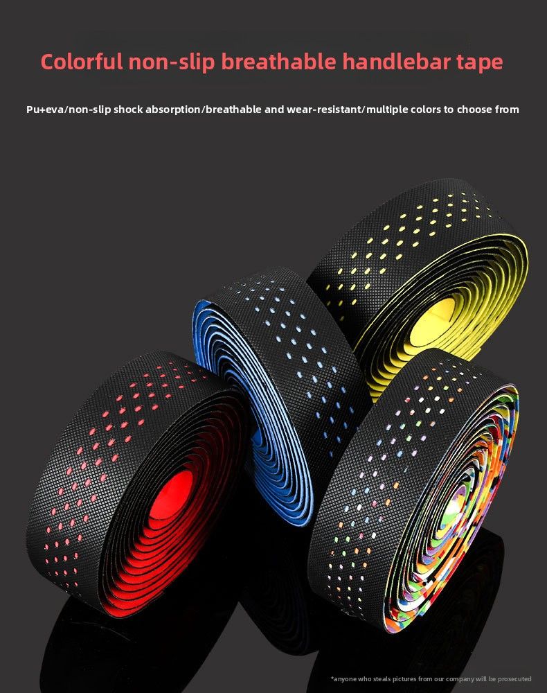 TOOPRE Road Fixed Gear Bike Strap Anti-Slip Breathable Sweat-Absorbing Silicone Bent Handlebar Perforated Tape_voghion.com