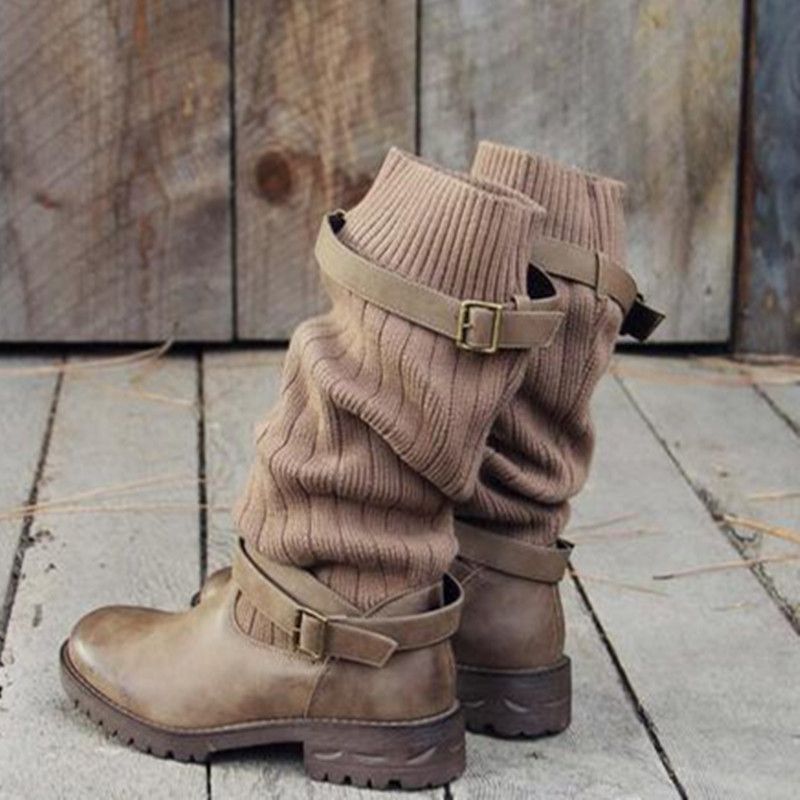 Women's Shoes Wool Large Size Leather Boots_voghion.com