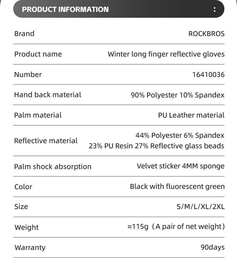 ROCKBROS Guanti da ciclismo caldi riflettenti Guanti a dita intere con touchscreen_voghion.com