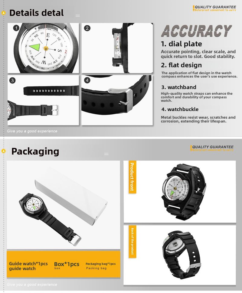 Wrist Watch Teaching Aids North Gift Compass Portable Waterproof High Precision In Stock_voghion.com