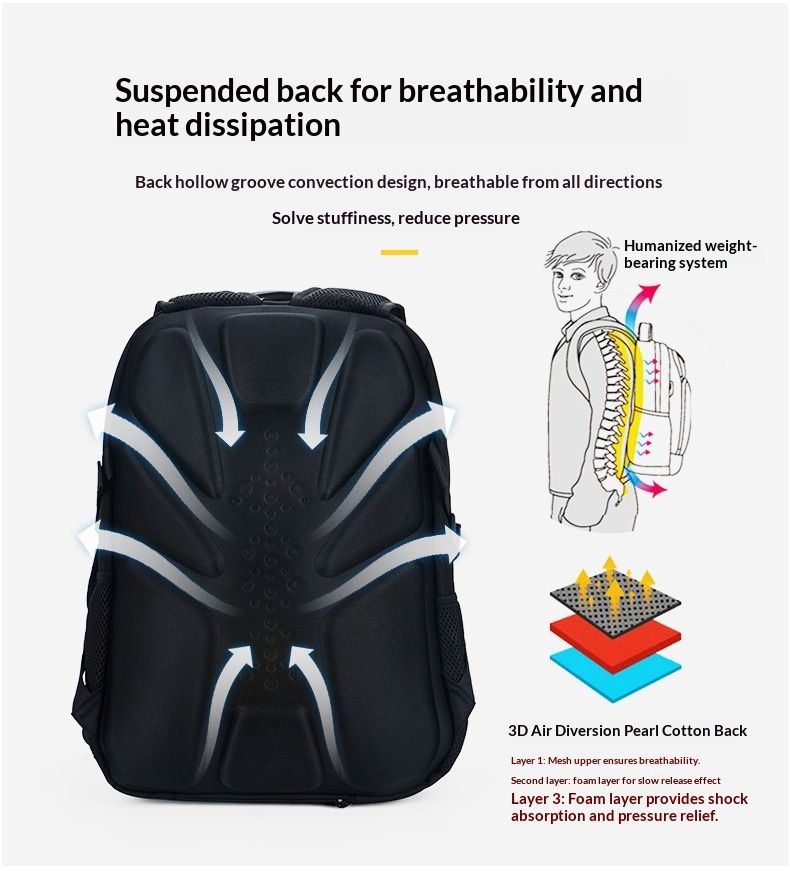 Satin Large Capacity Backpack Men, Double Shoulder Casual Travel Bag, Laptop Backpack, Bag For Middle School College Students,_voghion.com