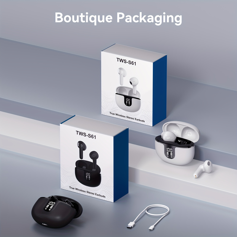 Wireless Earbuds Headphones, 40H Playtime Stereo  Ear Buds, LED Power Display Cordless in-Ear Earphones with Microphone for iOS Andriod Cell Phone Sp_voghion.com