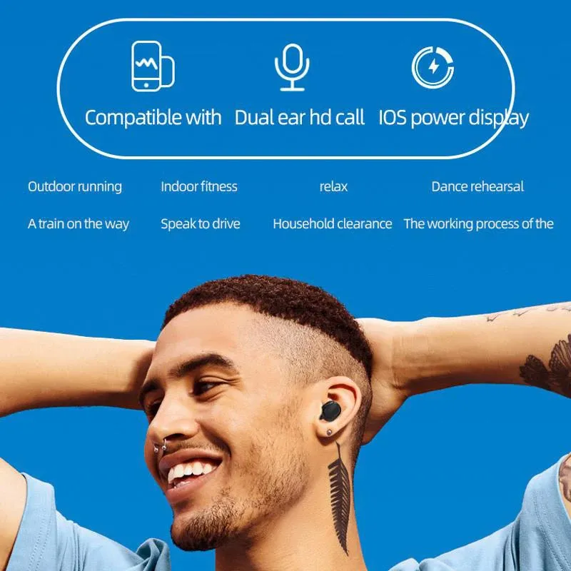 Słuchawki bezprzewodowe A6S TWS Bluetooth Słuchawki sportowe Słuchawki douszne HIFI z mikrofonem do telefonu_voghion.com