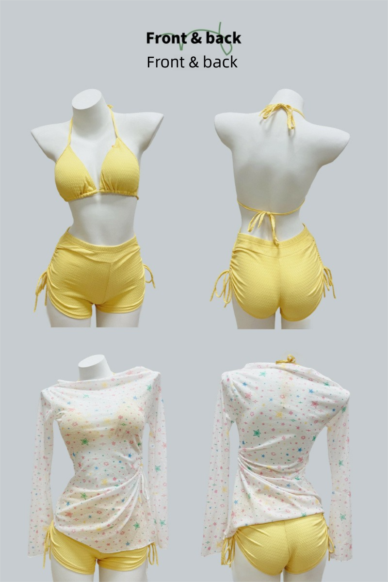 2025 Neuer Damen-Badeanzug, zweiteilig, dreiteilig, langärmelig, Sonnenschutz, Pure Desire Style, heiße Quelle_voghion.com