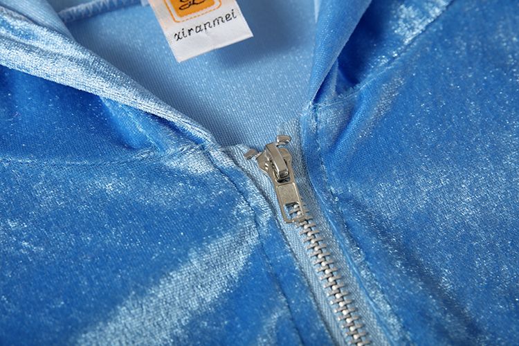 Women's Solid Color Multi-color Casual Canary Pocket Hooded Zipper Hoodie Wide Leg Pants Two-piece Set_voghion.com
