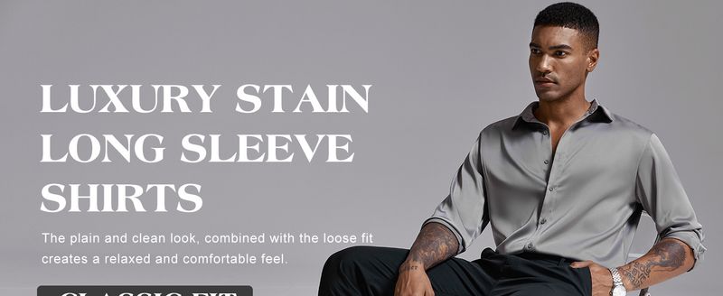 Herrenhemd aus Seidensatin mit langen Ärmeln – knitterfreies und antistatisches Business-Casual-Button-Down-Hemd für formelle und Freizeitkleidung_voghion.com