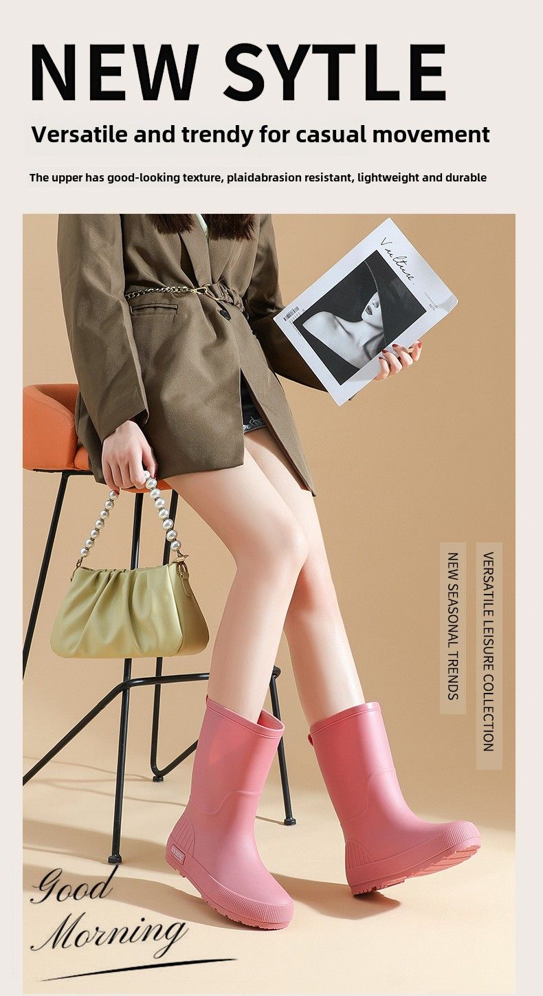 Scarpe casual da donna in PVC impermeabili e antiscivolo, resistenti all'usura, per autolavaggio, scarpe da pioggia alla moda da donna_voghion.com