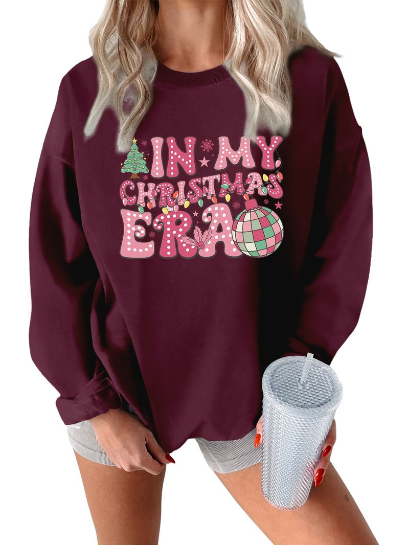 Sudadera de mujer cómoda, gruesa y cálida con capa base en mi época navideña_voghion.com