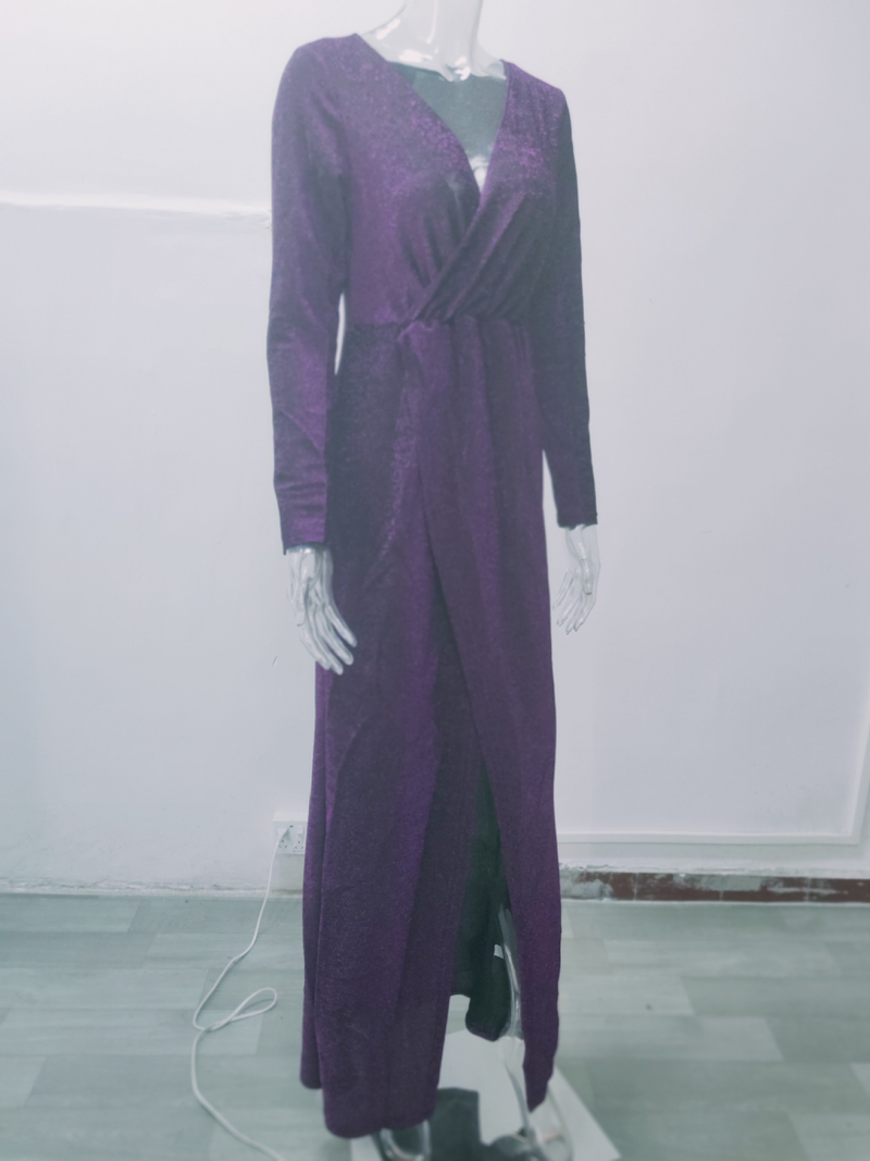 Saia longa feminina vestido de noite profundo decote em v vestido brilhante vestido sexy para jantar_voghion.com