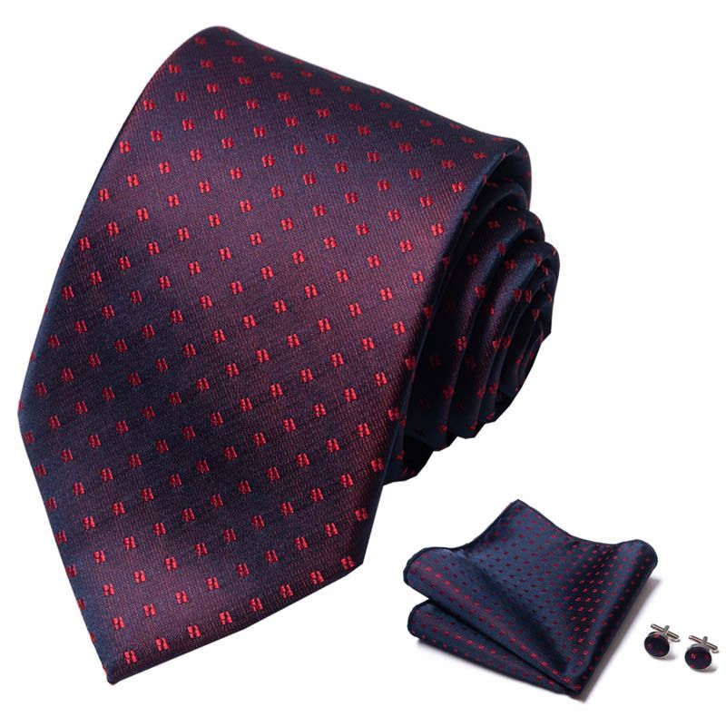Corbata de seda de poliéster de alta calidad unisex para hombre, corbata formal de color sólido, bolsillo, toalla, gemelos, juego de jacquard_voghion.com