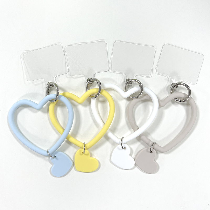 Universell hengende ringtau-ring til telefondeksel hjerteformet silikonarmbånd armbånd nøkkelring anti-mistet lanyard nøkkelring_voghion.com