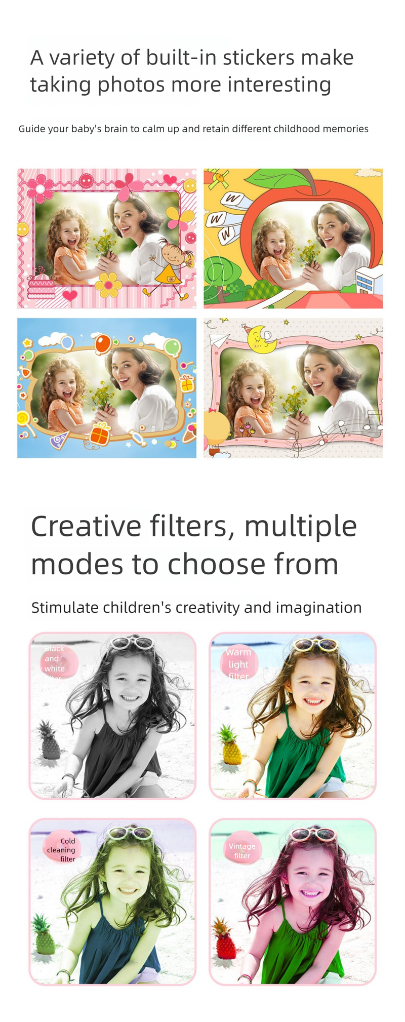Cámara digital inteligente Polaroid HD con impresión de belleza, juguete para niños_voghion.com