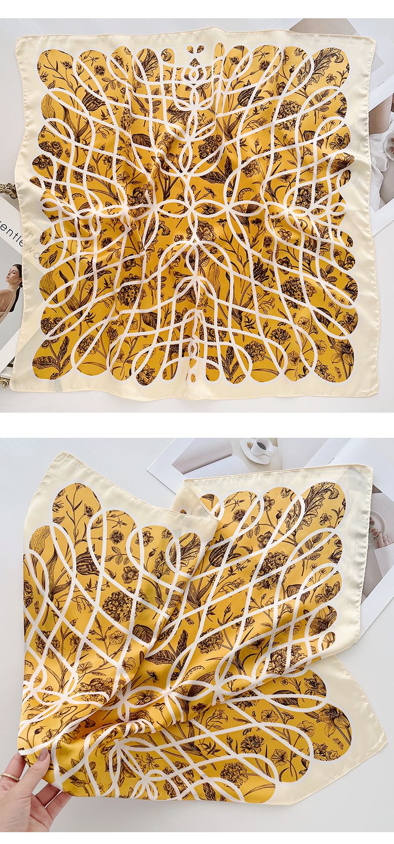 Nuovo stile versatile leggero di lusso in seta simulata per le donne in primavera estate, sciarpa quadrata personalizzata alla moda per_voghion.com