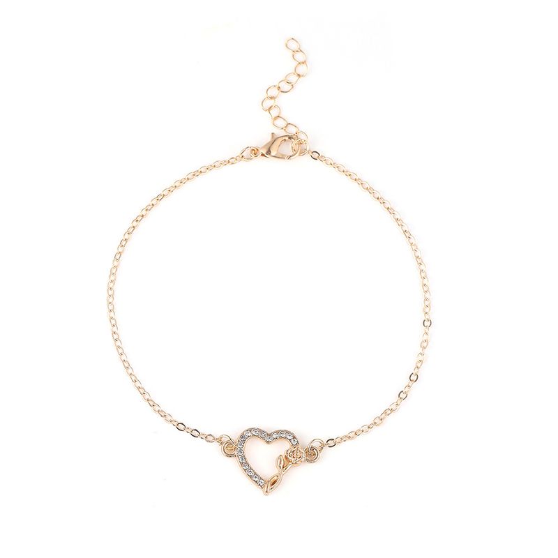 Fashion Simple Ins Style Anklet Heart-Shaped Inlaid Diamond Infinity Women's Wedding Foot Jewelry_voghion.com