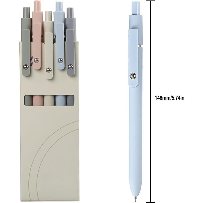 Gel Ink Pens 5 Pcs Black Ink Pens Set 0.5mm Fine Point Smooth Writing Drawing For Journaling Note Taking Office School Supplies_voghion.com