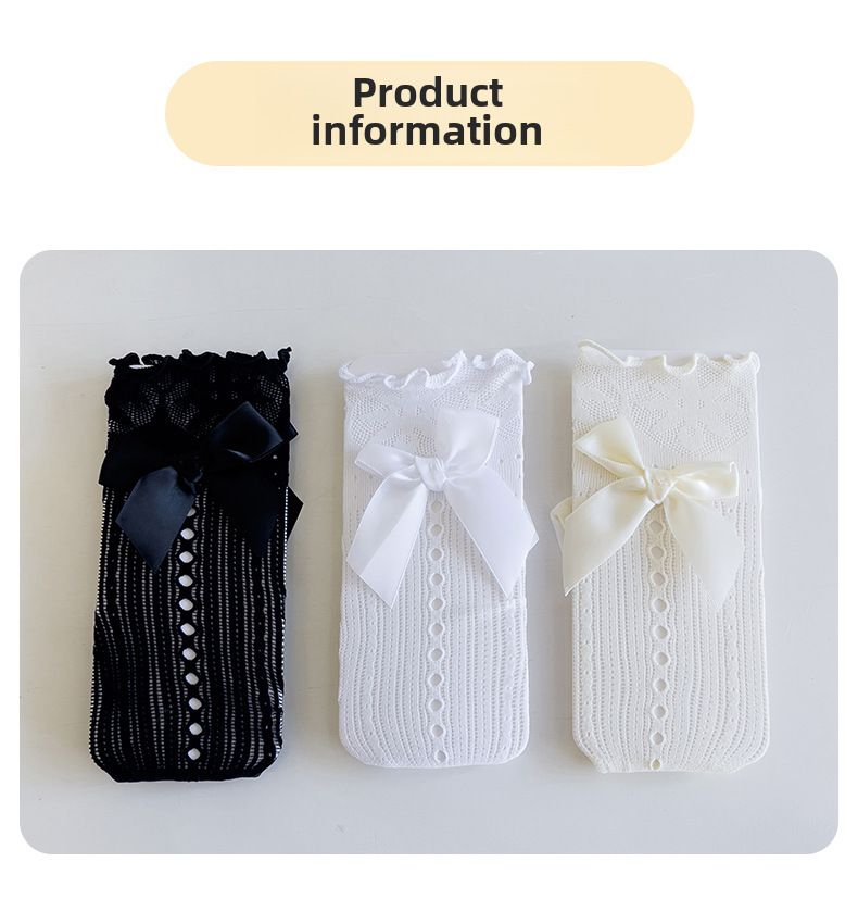 Japanesch Nei Kannersocken Summer Lolita Pilz Mesh Band Grouss Schleif Mëttellängt Socken Meedercher flaach Socken_voghion.com