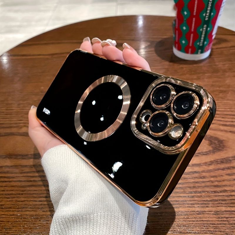 Custodia per telefono con ricarica wireless magnetica color caramella compatibile con 11/12/13/14/15 Pro Max Plus, custodia morbida antiurto in TPU di lusso_voghion.com