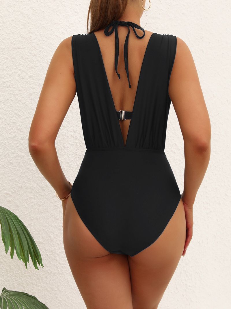 Maillot de bain deux pièces sexy taille haute pour femme, bonnets rigides, froncés, fendu_voghion.com