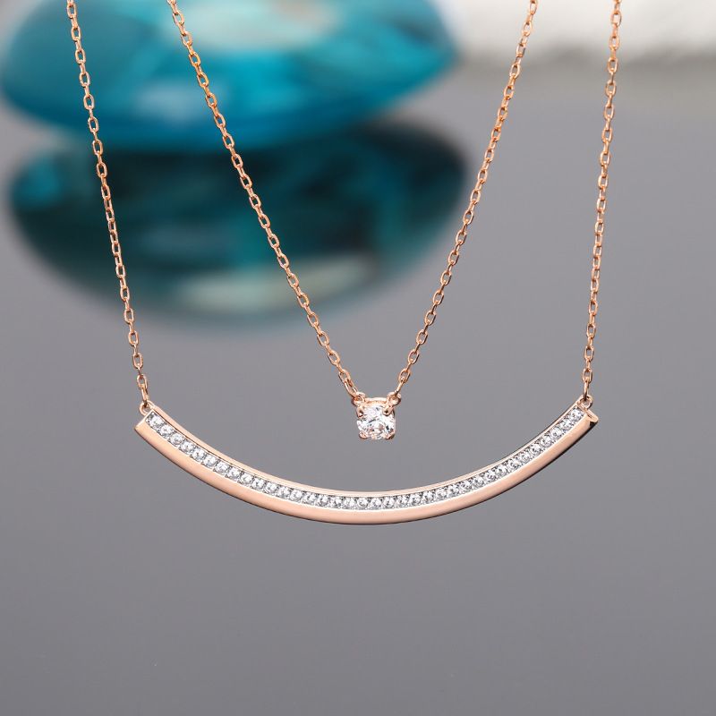 Nur Doppel Schicht Einzelnen Diamant Lächeln Halskette Weibliche Element Kristall Schlüsselbein Halskette Weibliche_voghion.com