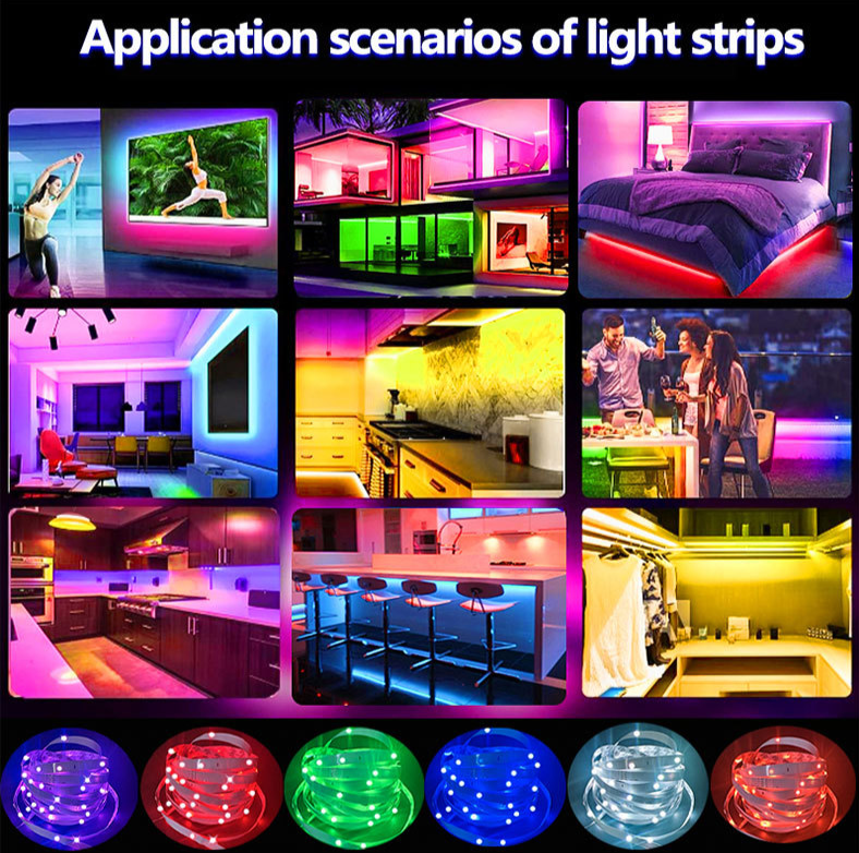 Neues ultradünnes WiFi-Bluetooth-LED-Set mit privatem Modell, Smart-App-Sprachsteuerung, 44-Tasten-Lichtleiste für die Atmosphäre im Schlafzimmer_voghion.com