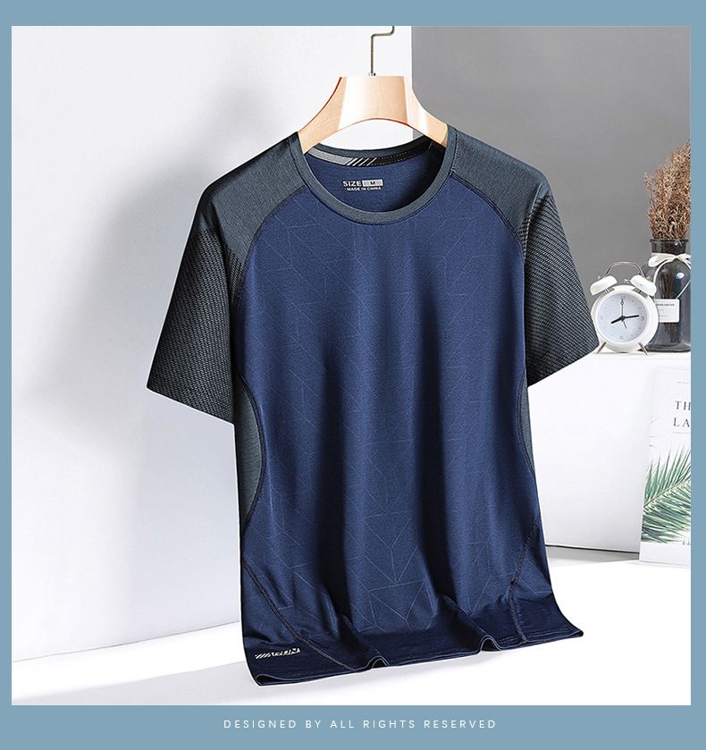 Ice Silk Short Sleeved Summer Thin Breathable Quick Drying Clothes Men's Running Fitness Casual Sports T-shirt Top_voghion.com