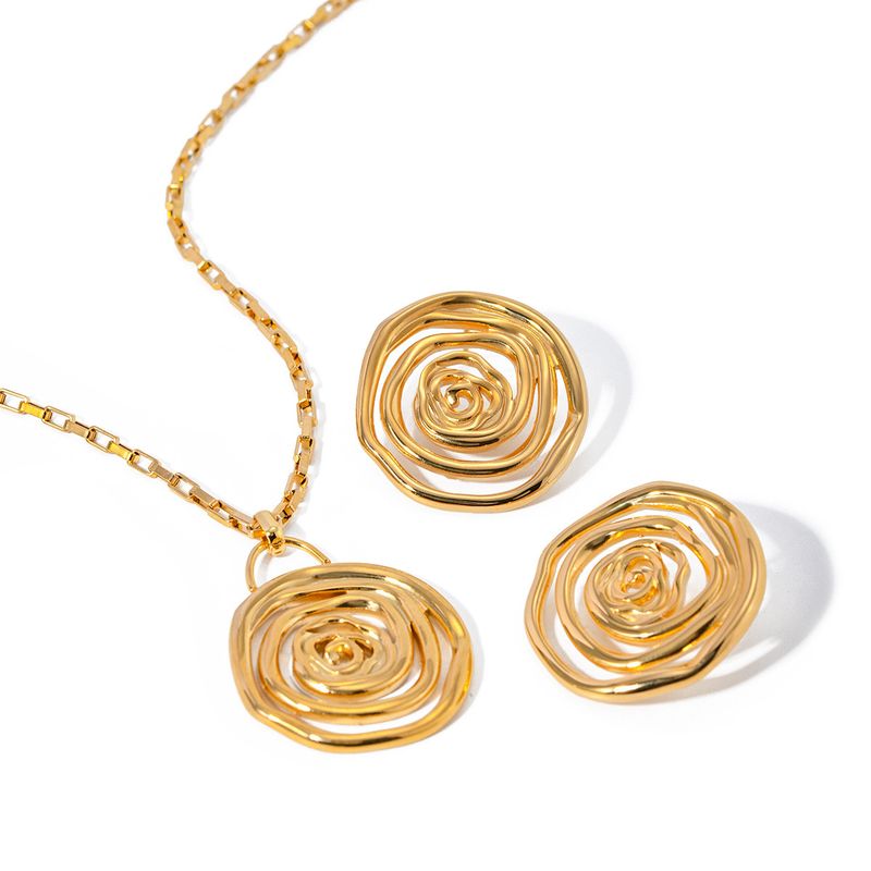 Women's Jewelry Spiral Circle Pendant Necklace Female Titanium Steel Non Fading Jewelry Diy Light Luxury Jewelry_voghion.com